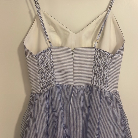 Amanda Uprichard Ruffled Thaddea Gown in Blue and White stripes - Picture 7 of 10